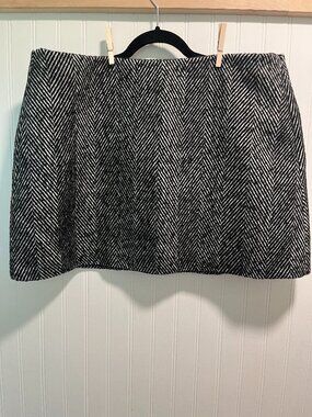 Herringbone Mini Skirt, black/white, US 18